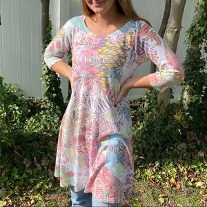 Atelier5 Pastel Print Long Sleeve Sweater Mini